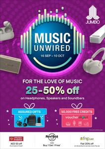 Technology & Electronics offers in Al Ain | Music Unwired Offers in Jumbo | 18/09/2023 - 08/10/2023