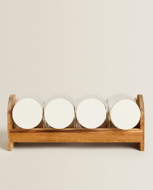 Set Of 4 Spice Jars With Wooden Stand offers at 159 Dhs