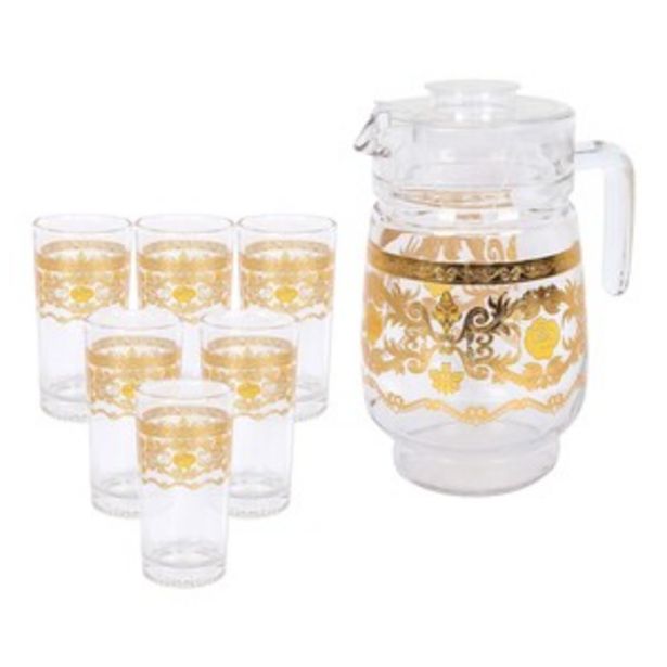 Crystal Drops Water Set D-0097-GPR 7pcs offers at 25 Dhs