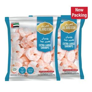 Al Areesh Extra Large Frozen Shrimps 2 x 1 kg offers at 90 Dhs in Lulu Hypermarket