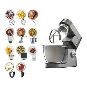 Kenwood Metal Body Stand Mixer Kitchen Machine CHEF XL TITANIUM 1700W with 6.7L SS Bowl, 5 Tools, Glass Blender, Food Processor, Meat Grinder, Grinder Mill, Citrus Juicer, Kitchen Scale KVL8472S Silvr offers at 2599 Dhs in Lulu Hypermarket