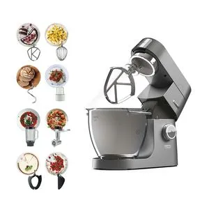 Kenwood Metal Body Stand Mixer Kitchen Machine CHEF XL TITANIUM 1700W with 6.7L SS Bowl, 5 Tool Attachments, Glass Blender, Meat Grinder, Grinder Mill KVL8430S Silver offers at 2299 Dhs in Lulu Hypermarket