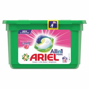 Ariel All In 1 PODS, Washing Liquid Capsules With Touch Of Freshness Downy, 15 pcs offers at 25,25 Dhs in Lulu Hypermarket
