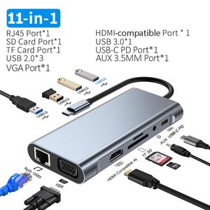 موزع USB C نوع C إلى HDMI متوافق مع منافذ RJ45 11 مع PD TF SD AUX Usb Hub 3 0 فاصل لـ MacBook Air Pro PC Hub offers at 75,99 Dhs in Aliexpress