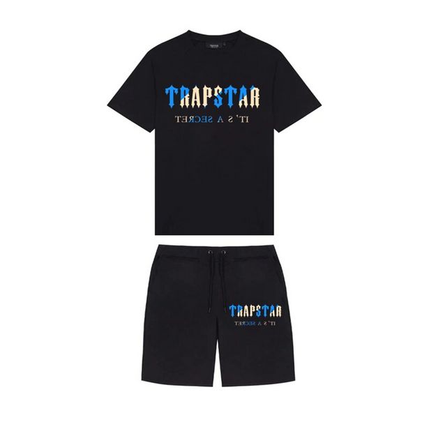 TRAPSTAR Men's Fashion Short Sleeve T-shirt Tracksuit Sets Harajuku Tops Tee Funny Hip Hop Color T Shirt+Beach Casual Shorts Set offers at 33,02 Dhs in Aliexpress
