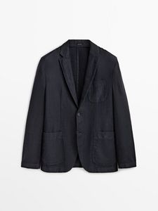 Dyed Cotton And Linen Blazer offers at 515 Dhs in Massimo Dutti