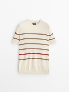 Knit T-Shirt With Contrast Nautical Stripes offers at 119 Dhs in Massimo Dutti