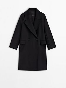 Black wool blend comfort coat offers at 1399 Dhs in Massimo Dutti