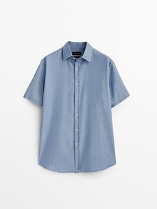 Slim Fit Denim Short Sleeve Shirt offers at 173 Dhs in Massimo Dutti