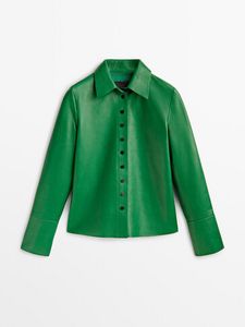 Green Nappa Leather Shirt offers at 1599 Dhs in Massimo Dutti