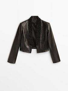 Short Beaded Leather Blazer - Studio offers at 1799 Dhs in Massimo Dutti