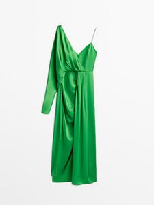 Long Dress With Asymmetric Sleeves - Studio offers at 699 Dhs in Massimo Dutti