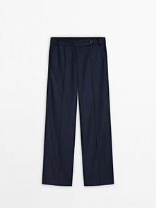 Navy blue straight suit trousers offers at 499 Dhs in Massimo Dutti