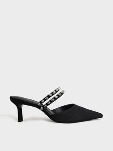 Gem-Embellished Canvas Mule Pumps offers at 66 Dhs in Charles & Keith