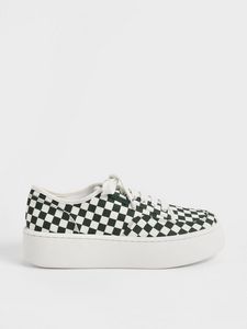 Skye Checkered Canvas & Cotton Sneakers offers at 53 Dhs in Charles & Keith