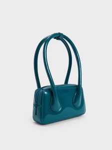 Lula Patent Double Handle Bag               - turquoise offers at 350 Dhs in Charles & Keith