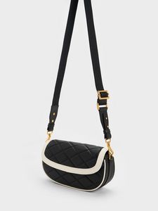 Lillie Curved Chain Handle Bag               - black offers at 350 Dhs in Charles & Keith