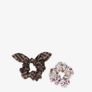 Set of two multicolour silk hair elastics offers at 980 Dhs in Fendi