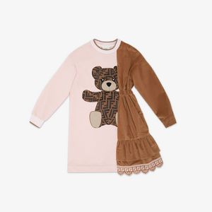 Beige and pink fleece and velvet dress with teddy bear offers at 3890 Dhs in Fendi