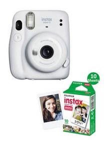 Instax Mini 11 Instant Film Camera With Pack Of 10 Film Ice White offers at 289 Dhs in Noon