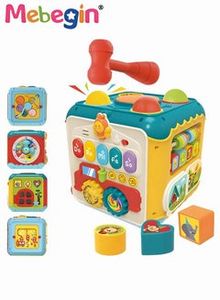 Toy Activity Cube for Baby 7-in-1 Hands Drum Bead Maze Shape Sorter Toy with Light and Music Easy-to-Grip Shapes Early Educational Activity Toy for Toddlers Birthday Gift for Boys Girls 2 + offers at 59 Dhs in Noon