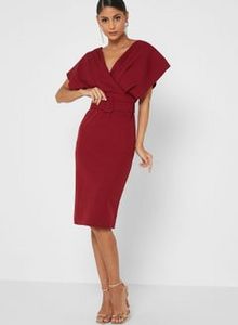 Off Shoulder Fitted Dress Red offers at 114 Dhs in Noon
