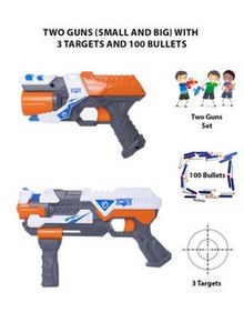 DELUXE BLASTER SETS WITH TWO GUNS (SMALL AND BIG) 3 TARGETS AND 100 DARTS offers at 79 Dhs in Noon