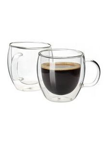2-Piece Double Wall Glass Cup Set Clear 240ml offers at 21,9 Dhs in Noon