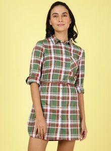 Collared Neck Checkered Mini Dress Multicolour offers at 20 Dhs in Noon