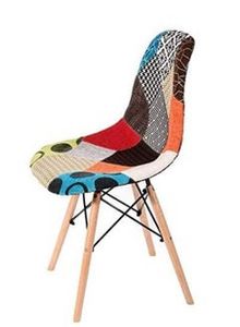 Galaxy Design Modern Dining Chair Plastic Shell With Fabric & Wooden Legs Blue+Orange Color Size (L x D x H) 41 x 40 x 83cm Model- JEAM3 offers at 128 Dhs in Noon