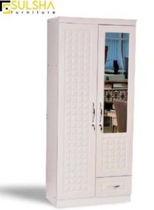 2 Door Wooden Wardrobe Cabinet Cupboard Engineered Wood Perfect Modern Stylish Heavy Duty With Mirror offers at 299 Dhs in Noon