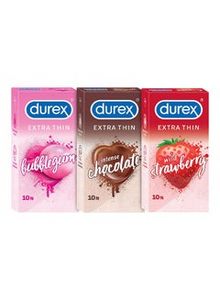 Pack Of 3 Boxes Mix Flavoured Bubblegum Chocolate Wild Strawberry Extra Thin Condoms For Men offers at 36,4 Dhs in Noon