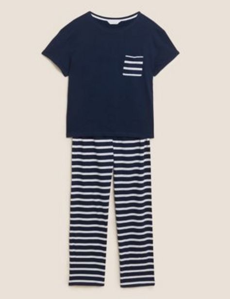 Pure Cotton Striped Pyjama Set offers at 89 Dhs in Marks & Spencer