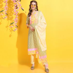 Vishudh Women Multicolour Printed Notched Neck Kurta and Palazzo Set with Dupatta offers at 70 Dhs in Centrepoint