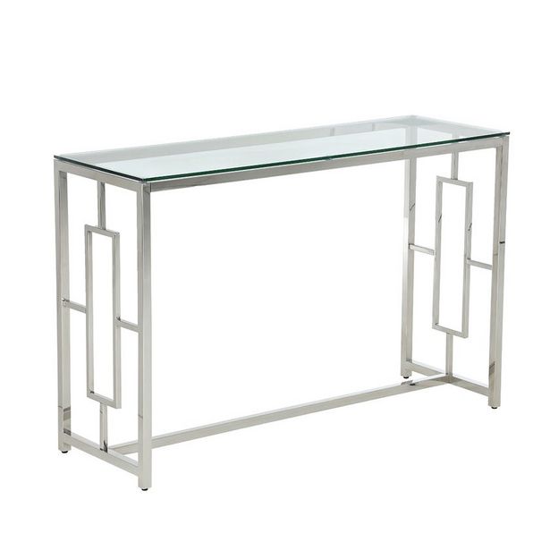 Alyssa Electroplated Metal Console Table (Clear Glass, Silver) offers at 719 Dhs in Homes R Us