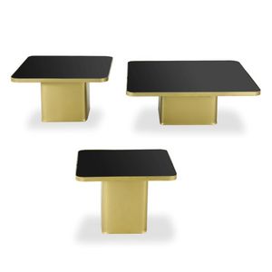 Juliet Coffee Table - Set of 3 (Black Glass, Brass) offers at 898 Dhs in Homes R Us