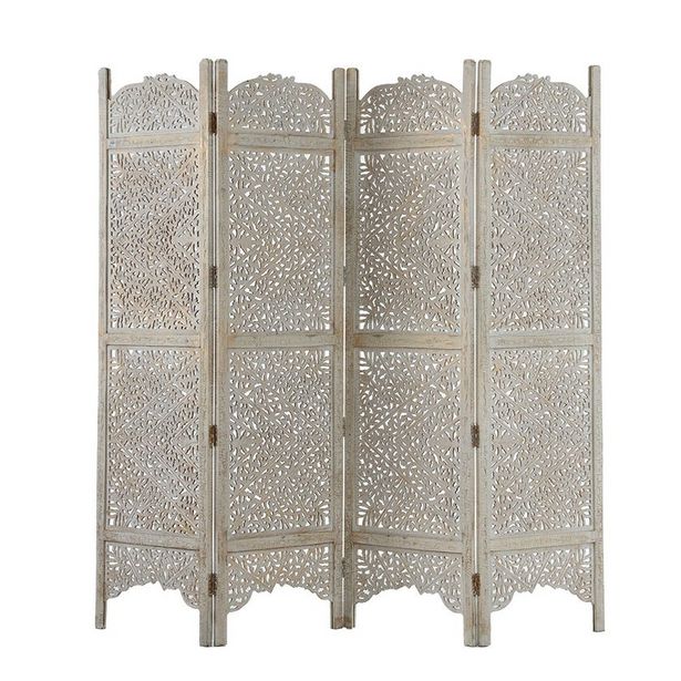 Frontier 4-Panel Screen, White with Gold offers at 322 Dhs in Homes R Us