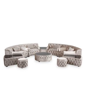 House Microsuede Upholstered 10-seater Corner Sofa Set with Ottoman - Cream offers at 7267 Dhs in Homes R Us