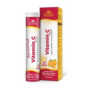Sunshine Nutrition Vitamin C 1000 mg Orange Flavour Effervescent 20 Tablets offers at 14,18 Dhs in Life Pharmacy