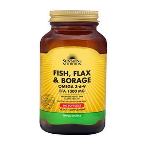 Sunshine Nutrition Fish Flax & Borage Omega 3 6 9 EPA 1300mg 100Softgels offers at 151,73 Dhs in Life Pharmacy
