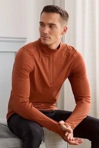 Men Round Neck Long Sleeve T-Shirt, Rusty Brown offers at 56 Dhs in Brands for Less