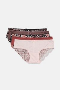 Women 5 Pack Printed Hi-Cut Panty, Black/Pink/Brown/Taupe offers at 29 Dhs in Brands for Less
