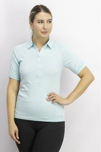 Women Sports Fit Short Sleeve Golf Lux Performance Polo Shirt, Turquoise offers at 35 Dhs in Brands for Less