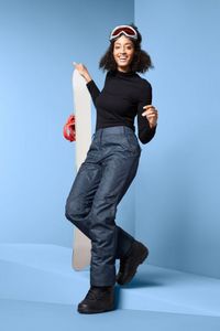 Women Regular Fit Textured Snow Board Pants, Blue offers at 54 Dhs in Brands for Less