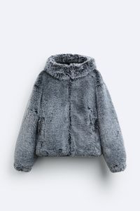 FAUX FUR HOODED JACKET offers at 499 Dhs in Zara