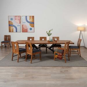 CAYDEN 1+10 DINING SET SOLID WOOD - BROWN & GREY offers at 7995 Dhs in PAN Emirates