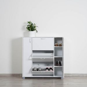 ZEDWELL SHOE RACK 24 PAIRS WITH 3 DRAWER -WHITE offers at 395 Dhs in PAN Emirates