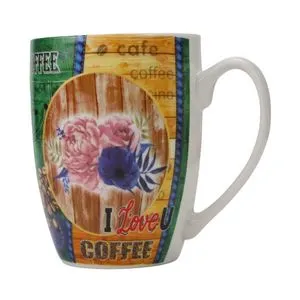 Love Coffee Ceramic Mug, Printed Ceramic Tea & Coffee Cup - Green offers at 3,4 Dhs in Day to Day