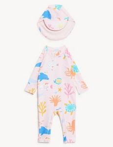 Sealife Long Sleeve Swimsuit & Hat Set (0-3 Yrs) offers at 109 Dhs in Marks & Spencer